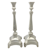 FINE 925 STERLING SILVER HANDMADE SHINY SLEEK CHASED SWIRL ORNATE CANDLESTICKS