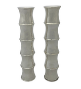 FINE ITALIAN 925 STERLING SILVER HANDMADE BAMBOO SHINY SLEEK VASE / CANDLESTICKS