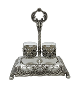 FINE TOPAZIO 925 STERLING SILVER HANDMADE FLORAL SWIRL ORNATE DOUBLE SALT HOLDER