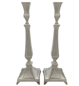 FINE 925 STERLING SILVER HANDMADE MODERN DIAMOND CUT SHINY SLEEK CANDLESTICKS