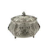925 STERLING SILVER HANDMADE LEAF APPLIQUE CHASED SWIRL MATTE & SHINY ESROG BOX