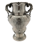 EXTRA LARGE ITALIAN 800 SILVER HANDMADE FLORAL ORNATE APPLIQUE FLOWER VASE