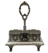 TOPAZIO 925 STERLING SILVER & GLASS HANDMADE ORNATE RIBBON DOUBLE SALT HOLDER