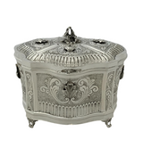 FINE 925 STERLING SILVER HANDMADE CHASED SWIRL LEAF APLIQUE ORNATE ESROG BOX