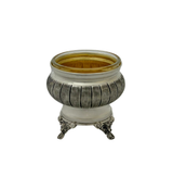 FINE 925 STERLING SILVER HANDMADE STRIATED SHINY SLEEK FINISH ORNATE SALT HOLDER