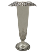 ANTIQUE 20TH CENTURY GORHAM 925 STERLING SILVER HANDMADE FLORAL PIERCED VASE