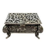 FINE ITALIAN 925 STERLING SILVER HANDMADE CHASED FLORAL ORNATE SNUFF SPICE BOX