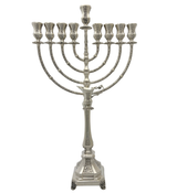 FINE 925 STERLING SILVER HANDMADE SHINY SLEEK CHASED SWIRL CHANUKAH MENORAH