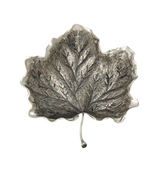 FINE 925 STERLING SILVER HANDMADE UNIQUE MATTE & SHINY AUTUMN LEAF SERVING DISH