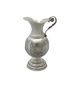 FINE 925 STERLING SILVER HANDMADE CHASED SWIRL ORNATE MATTE & SHINY OIL PITCHER