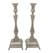 FINE 925 STERLING SILVER HANDMADE MODERN DIAMOND CUT & SLEEK SQUARE CANDLESTICKS