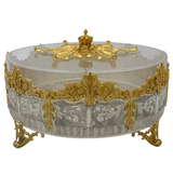 925 STERLING SILVER & GILDED HANDMADE CHASED LEAF APPLIQUE CROWN MATZAH HOLDER