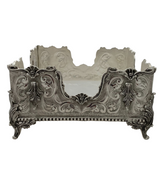 FINE 925 STERLING SILVER HANDMADE SWIRL SHELL LEAF APPLIQUE ORNATE NAPKIN HOLDER