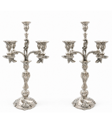 ANTIQUE 1899 GERMAN SILVER ROCOCO 5 LIGHT CANDELABRA / CANDLESTICKS