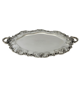 ANTIQUE REDLICH & CO 925 STERLING SILVER HANDMADE CHASED FLORAL REPOUSSE TRAY