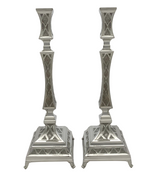 FINE 925 STERLING SILVER HANDMADE MODERN DIAMOND CUT SHINY SLEEK CANDLESTICKS