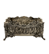 ITALY 925 STERLING SILVER HANDMADE FLORAL FLOWER ORNATE MATTE FLAT NAPKIN HOLDER