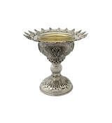 925 STERLING SILVER HANDMADE LEAF APPLIQUE CHASED SWIRL MATTE SHINY SALT HOLDER