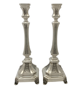 FINE 925 STERLING SILVER HANDMADE CHASED ORNATE MATTE & SHINY CANDLESTICKS