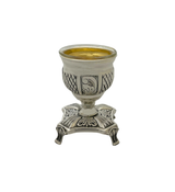 FINE 925 STERLING SILVER HANDMADE CHASED SWIRL FLUTED SHINY SLEEK SALT HOLDER