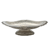 FINE 925 STERLING SILVER HANDMADE CHASED CUT OUT LACE FLORAL ORNATE FRUIT BOWL