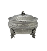 ITALY 925 STERLING SILVER HANDMADE CHASED LEAF APPLIQUE MATTE & SHINY ESROG BOX
