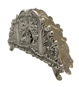 FINE LARGE 925 STERLING SILVER HANDMADE CHASED SWIRL LEAF APPLIQUE NAPKIN HOLDER