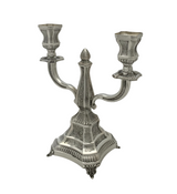 925 STERLING SILVER HANDMADE CHASED SWIRL ORNATE MATTE SHINY 2 LIGHT CANDELABRA