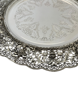 FINE 925 STERLING SILVER HANDMADE PIERCED ENGRAVED AMERICAN BORDER STYLE CHARGER
