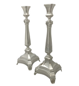 FINE 925 STERLING SILVER HANDMADE SHINY SLEEK CHASED SWIRL ORNATE CANDLESTICKS