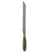 ITALIAN 925 STERLING SILVER HANDMADE FLORAL CUT OUT ORNATE SERRATED BREAD KNIFE