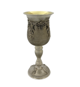 FINE 925 STERLING SILVER HANDMADE LEAF APPLIQUE ORNATE MATTE & SHINY ELIYAHU CUP