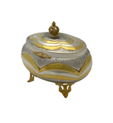 FINE 925 STERLING SILVER & GILDED HANDMADE ORNATE SHINY SLEEK CROWN ESROG BOX