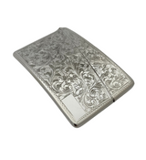 FINE ITALIAN 925 STERLING SILVER HANDMADE CHASED SWIRL ORNATE CARD HOLDER