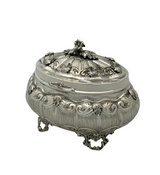 FINE 925 STERLING SILVER HANDMADE FLORAL LEAF APPLIQUE STRIATED ORNATE ESROG BOX