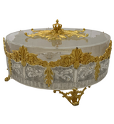 925 STERLING SILVER & GILDED HANDMADE CHASED LEAF APPLIQUE CROWN MATZAH HOLDER