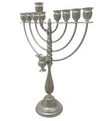 FINE TALL 925 STERLING SILVER HANDMADE MODERN STRIATED SLEEK ROUND MENORAH