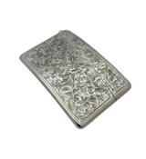 FINE ITALIAN 925 STERLING SILVER HANDMADE CHASED SWIRL ORNATE CARD HOLDER