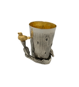 925 STERLING SILVER & GILDED HANDMADE MULTI BIRD & LEAF APPLIQUE TREE CUP & TRAY