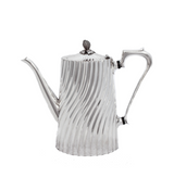 TOPAZIO 925 STERLING SILVER HANDMADE MODERN FLUTED SHINY SLEEK TEA SET & TRAY