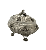 FINE 925 STERLING SILVER HANDMADE FLORAL LEAF CHASED ORNATE ESROG JEWELRY BOX