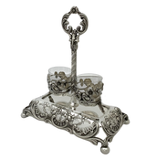 FINE TOPAZIO 925 STERLING SILVER HANDMADE FLORAL SWIRL ORNATE DOUBLE SALT HOLDER