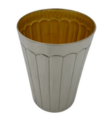 FINE 925 STERLING SILVER HANDMADE MODERN FLUTED STRIATED SHINY SLEEK CUP & TRAY