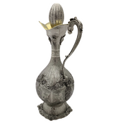 FINE 925 STERLING SILVER HANDMADE LEAF CHASED SWIRL ORNATE BOTTLE HOLDER & TRAY