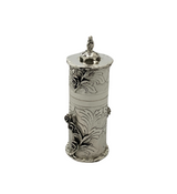 925 STERLING SILVER HANDMADE CHASED SWIRL ROSE FLORAL SHINY SLEEK BESUMIM HOLDER