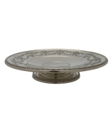 ANTIQUE 925 STERLING SILVER HANDMADE INTRICATE FLORAL LEAF CAKE STAND DISH TRAY
