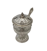 925 STERLING SILVER HANDMADE LEAF APPLIQUE CHASED ORNATE MATTE SHINY HONEY DISH