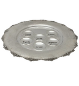 FINE 925 STERLING SILVER HANDMADE MODERN STRIATED SLEEK ORNATE 3 LEG SEDER PLATE