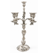 ANTIQUE 1899 GERMAN SILVER ROCOCO 5 LIGHT CANDELABRA / CANDLESTICKS