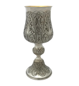 FINE ITALIAN 925 STERLING SILVER HANDMADE FLORAL LEAF SWIRL ELIYAHU CUP & TRAY